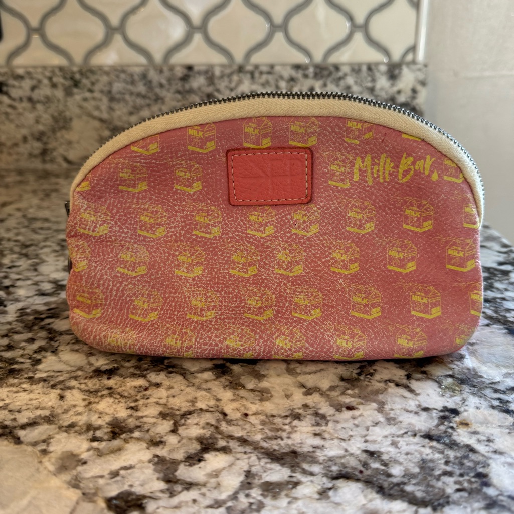 Freshly Picked + The Little Milk Bar Colab Leather Milk Bar Cosmetic Pouch